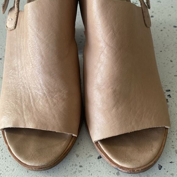 Eileen Fisher Glance Sand Leather Slingback Sandals Block Heel Women’s Size 7.5M - Picture 5 of 12